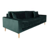 House Nordic Canapea Fixa, 3 Locuri, tapitat cu stofa, Perne Incluse, Lido M Velvet Verde Inchis / Natural, l210xA93xH76 cm