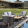 Bizzotto Canapea fixa pentru gradina / terasa, din aluminiu si lemn de tec, 2 locuri, Coachella Gri Deschis / Natural, l168xA78xH77 cm
