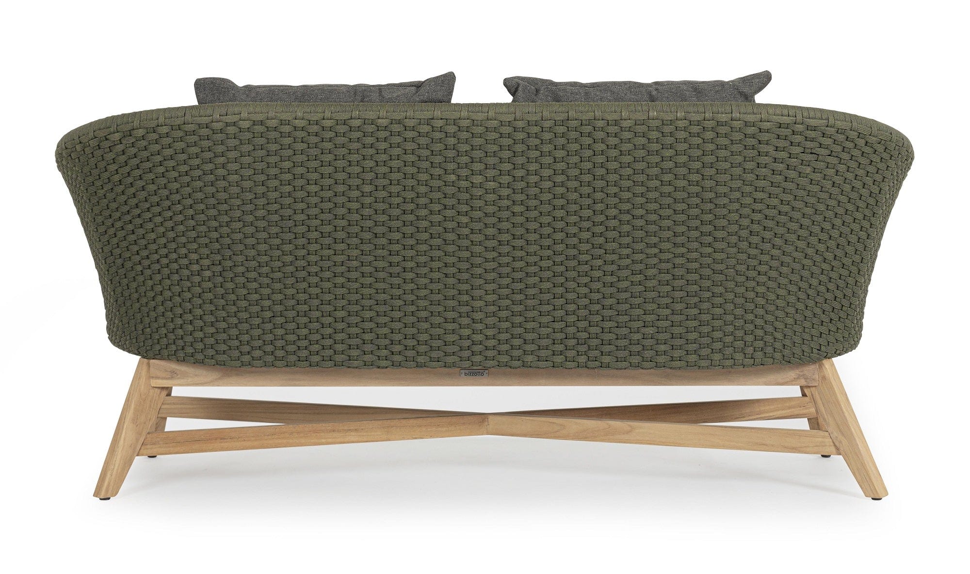 Bizzotto Canapea fixa pentru gradina / terasa, din aluminiu si lemn de tec, 2 locuri, Coachella Verde Olive / Natural, l168xA78xH77 cm
