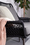 Bizzotto Canapea fixa pentru gradina / terasa, din aluminiu si material textil, 2 locuri, Cristobal Antracit, l157xA79,5xH91,5 cm