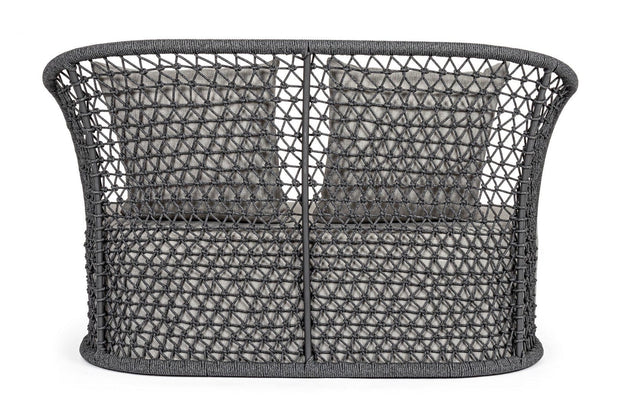 Bizzotto Canapea fixa pentru gradina / terasa, din aluminiu tapitata cu stofa, 2 locuri, Cuyen Gri / Antracit, l150xA81xH93 cm