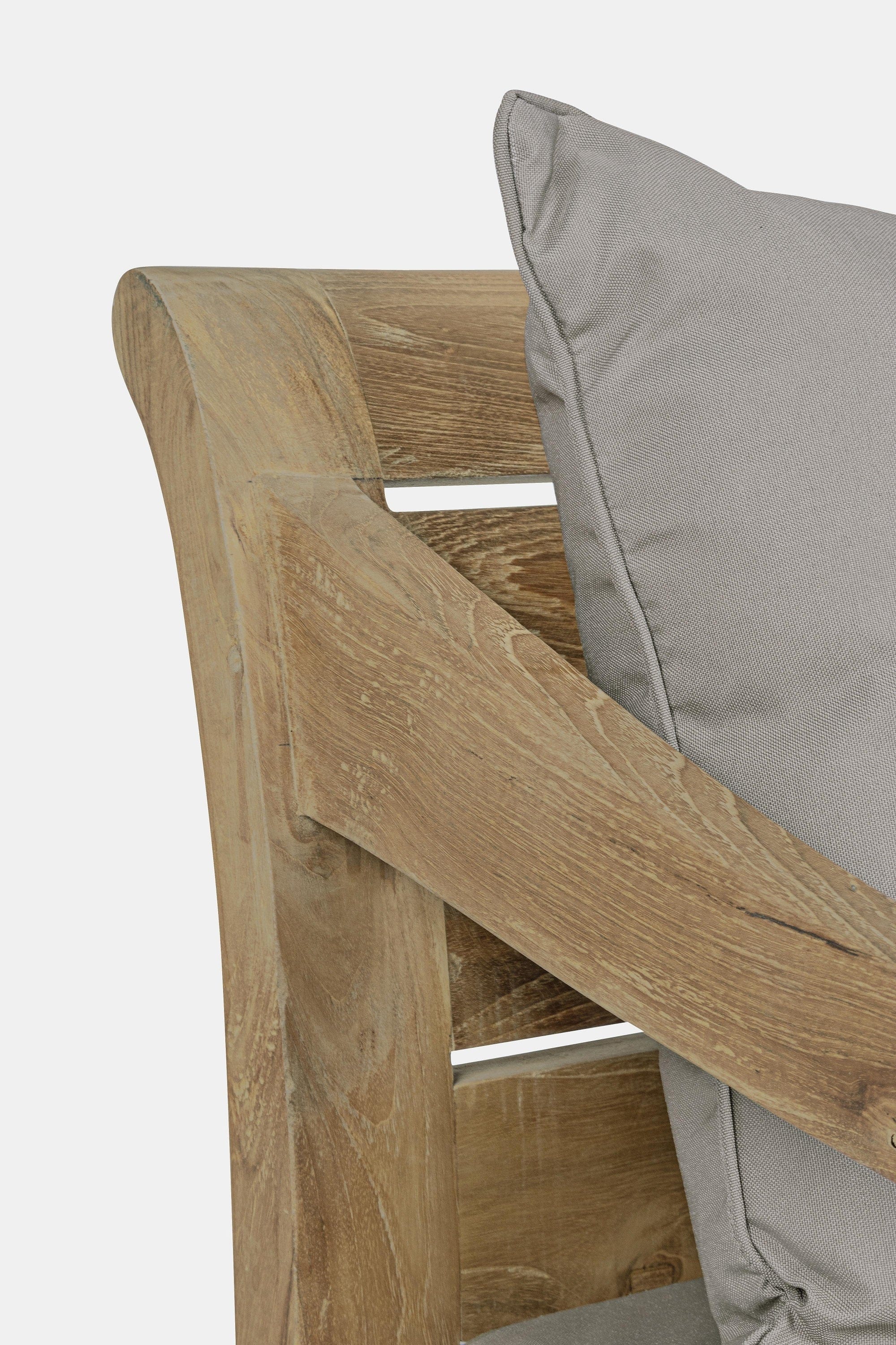 Bizzotto Canapea fixa pentru gradina / terasa, din lemn de tec, 3 locuri, Karuba Grej / Natural, l165xA80xH75 cm