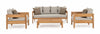 Bizzotto Canapea fixa pentru gradina / terasa, din lemn de tec, cu perne detasabile, 3 locuri, Kobo Gri / Natural, l190xA90xH79 cm