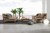 Bizzotto Canapea fixa pentru gradina / terasa, din lemn de tec, cu perne detasabile tapitate cu stofa, 3 locuri, Bali Grej / Natural, l190xA112xH81 cm