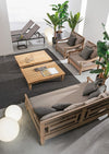 Bizzotto Canapea fixa pentru gradina / terasa, din lemn de tec, cu perne detasabile tapitate cu stofa, 3 locuri, Bali Grej / Natural, l190xA112xH81 cm