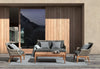 Bizzotto Canapea fixa pentru terasa, din aluminiu si lemn de tec, 2 locuri, Keilani Gri / Natural, l153xA73xH80,5 cm