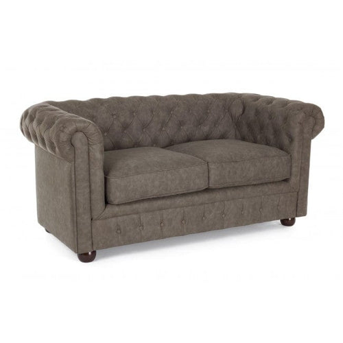 Canapea fixa tapitata cu piele ecologica, 2 locuri Chesterfield Vintage Maro, l167xA87xH74 cm