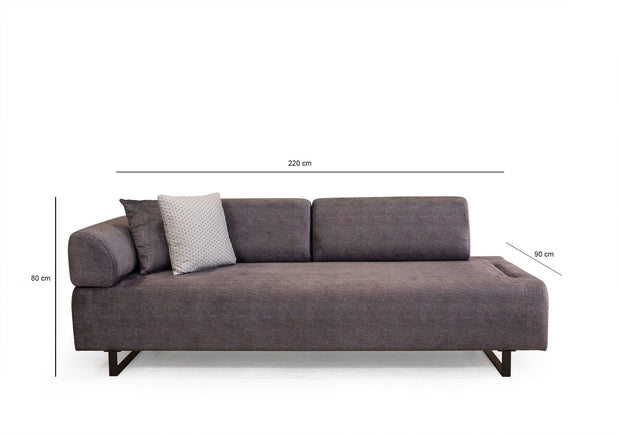 Asir Canapea Infinity Antracit Functie Sleep, cu Spuma Poliuretanica, 3 Locuri, Suprafata de Dormit 210x90 cm, tapitata cu Stofa Easy Clean, Spatar si Cotiere Detasabile, Masuta de Cafea si Perne Incluse, l220xA90xH80 cm