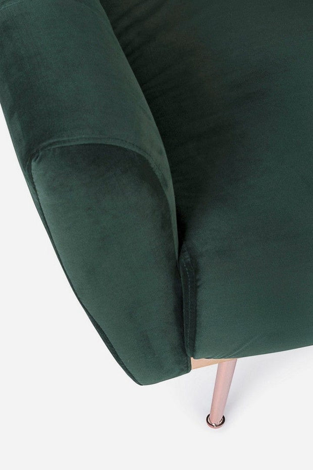 Bizzotto Canapea Johnny Velvet Verde Extensibila cu Spuma Poliuretanica, 3 Locuri, Suprafata de Dormit 180x104 cm, tapitata cu Stofa, l210xA83xH85 cm