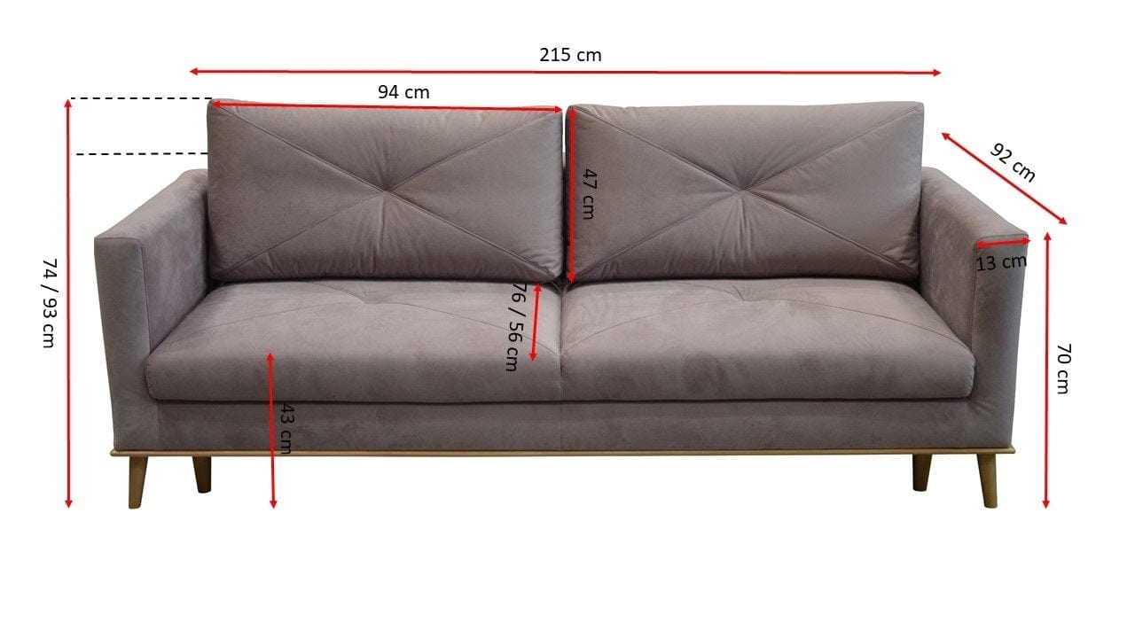 Canapea Lande Extensibila cu Arcuri Ondulate si Spuma Poliuretanica, 3 Locuri, Suprafata de Dormit 189x124 cm, cu Lada de Depozitare, Perne Incluse, l215xA92xH74 cm (4)