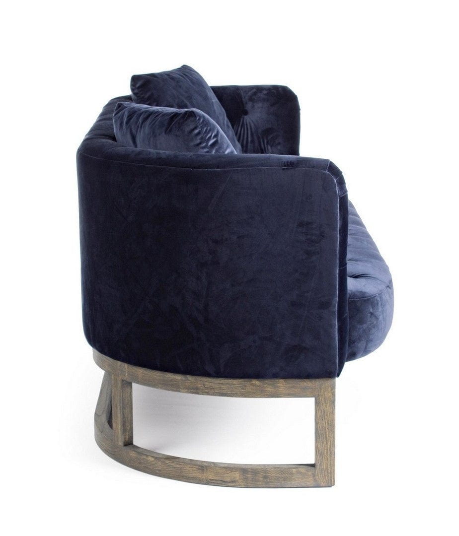 Canapea Midway Velvet Bleumarin Fixa cu Spuma Poliuretanica, 3 Locuri, tapitata cu Stofa, Perne Incluse, l180xA76xH74 cm (4)