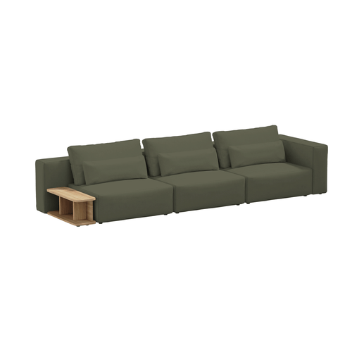 SIT SIT Canapea modulara, 4 Locuri, Tapitata cu Stofa si Masa de cafea Inclusa, Riposo Grande Verde Olive, l375xA105xH85 cm