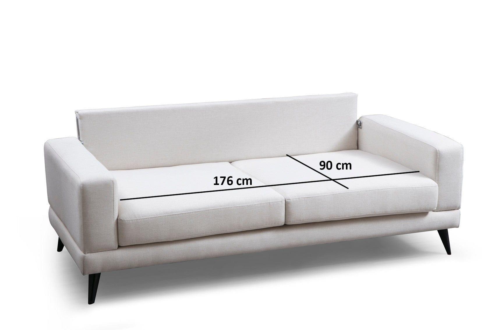 Asir Canapea Nordi Bej Functie Sleep, cu Arcuri si Spuma Poliuretanica, 3 Locuri, Suprafata de Dormit 176x90 cm, tapitata cu Stofa Easy Clean, Perne Incluse, l210xA90xH85 cm