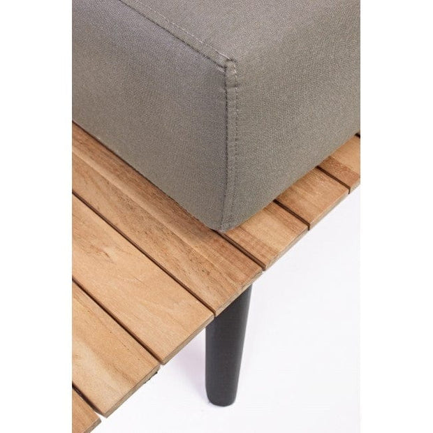 Bizzotto Canapea pentru gradina / terasa, din aluminiu si lemn de tec, tapitata cu stofa, 3 locuri Catalina Grej, l220xA90xH82 cm