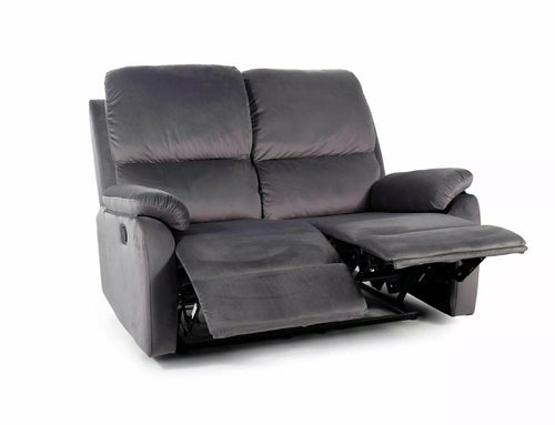 Canapea Recliner, 2 locuri, tapitata cu stofa, Spencer 2 Velvet Gri / Negru, l136xA94xH101 cm