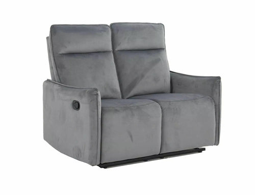 Canapea Recliner, 2 locuri, tapitata cu stofa, Travis 2 Velvet Gri / Negru, l127xA86xH102 cm