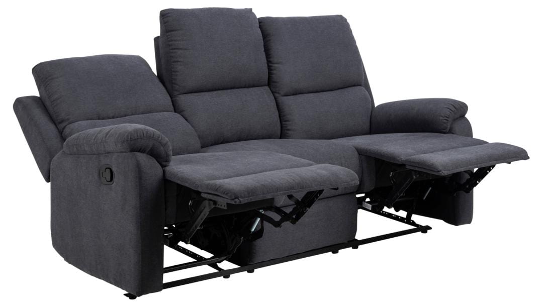 Actona Canapea Recliner 3 Locuri, tapitata cu stofa, Sabia Gri Inchis, l190xA90xH101 cm