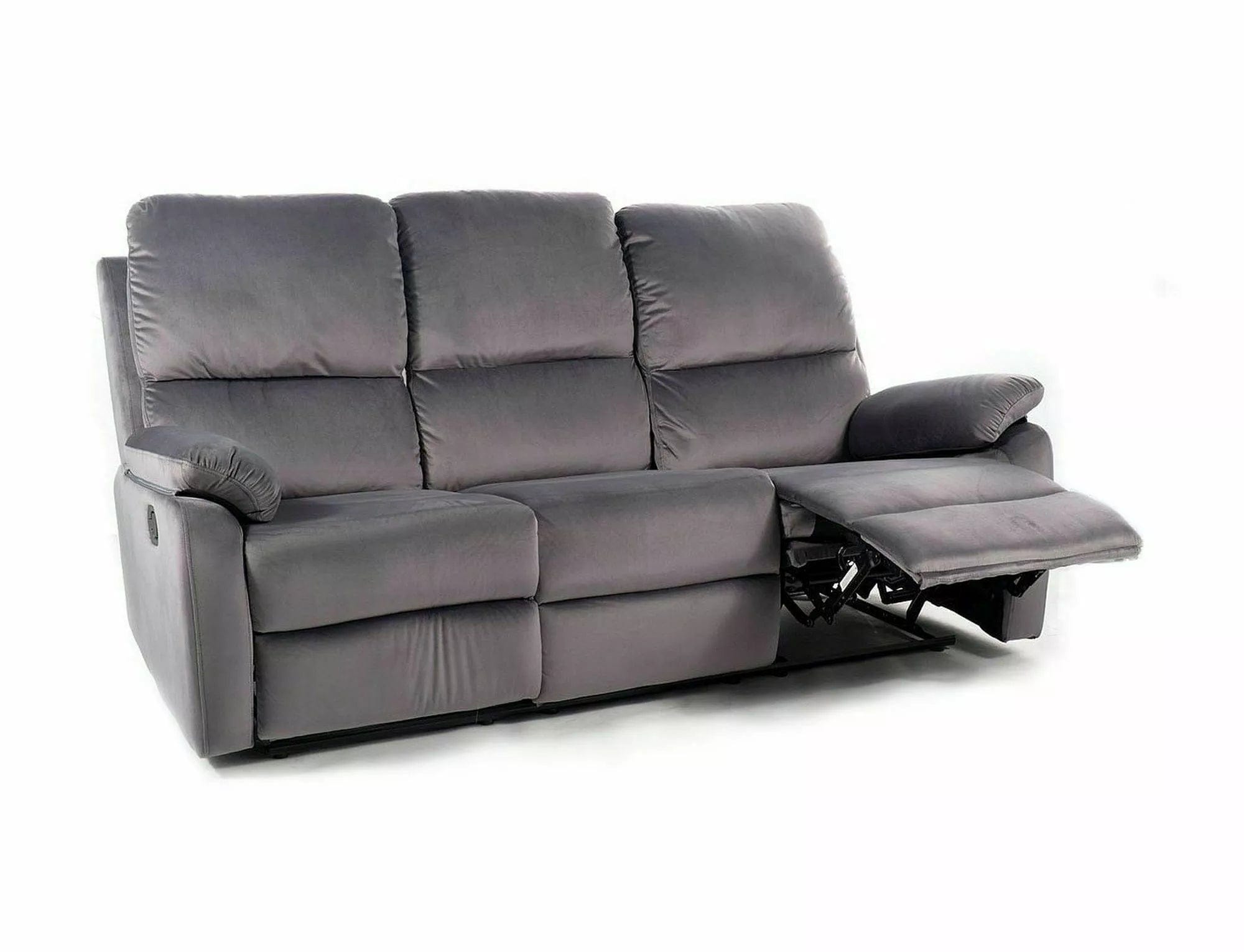 Signal Canapea Recliner, 3 locuri, tapitata cu stofa, Spencer 3 Velvet Gri / Negru, l193xA94xH101 cm