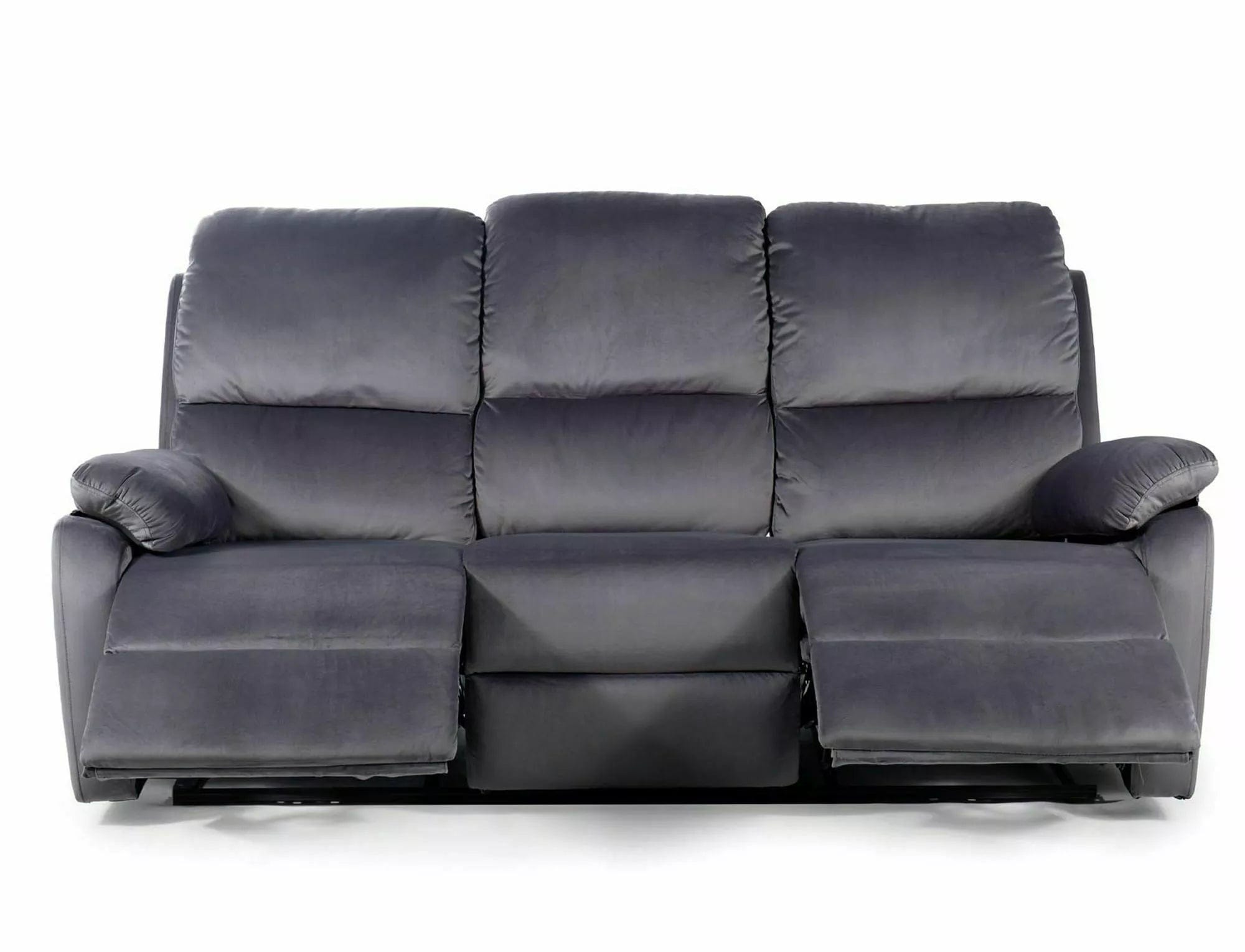 Signal Canapea Recliner, 3 locuri, tapitata cu stofa, Spencer 3 Velvet Gri / Negru, l193xA94xH101 cm