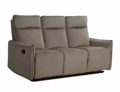 Canapea Recliner, 3 locuri, tapitata cu stofa, Travis 3 Velvet Bej / Negru, l182xA86xH102 cm