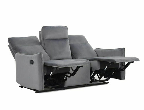 Canapea Recliner, 3 locuri, tapitata cu stofa, Travis 3 Velvet Gri / Negru, l182xA86xH102 cm