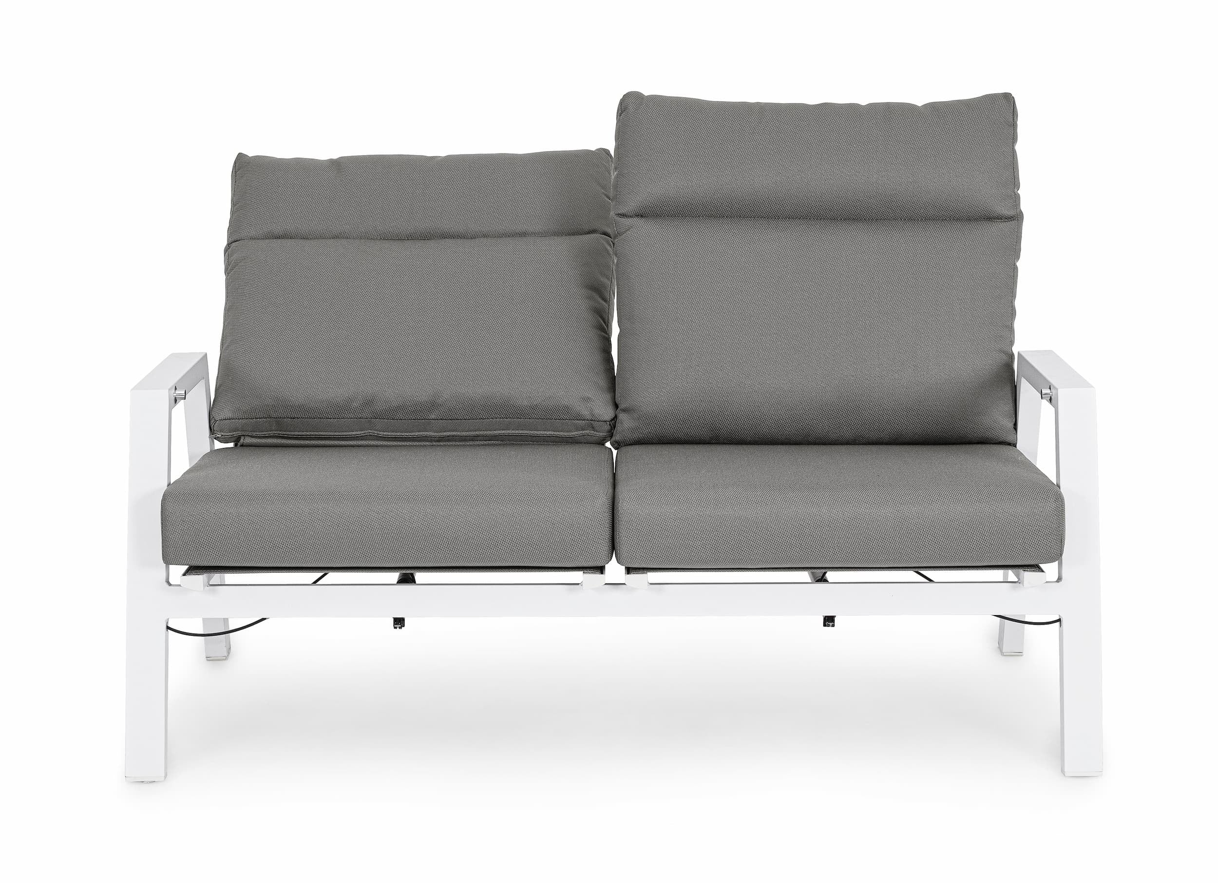 Canapea Recliner pentru gradina / terasa, din aluminiu, 2 locuri, Kledi JX11 Gri / Alb, l152xA81xH98 cm (2)