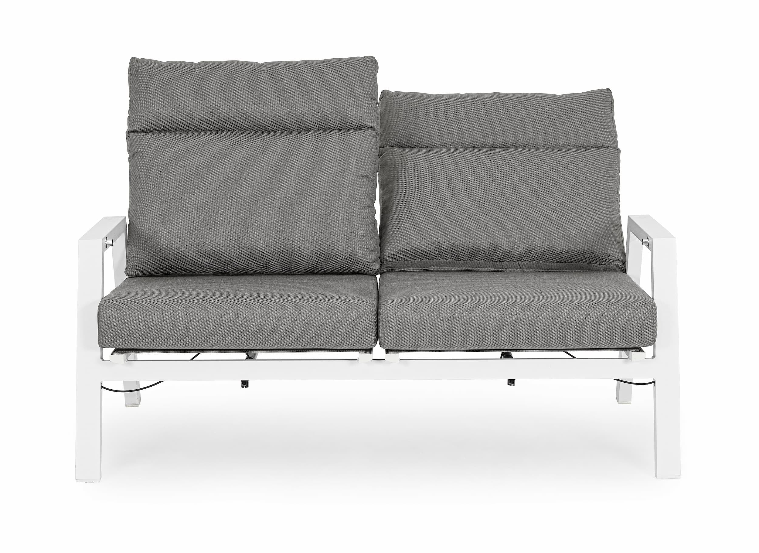 Canapea Recliner pentru gradina / terasa, din aluminiu, 2 locuri, Kledi JX11 Gri / Alb, l152xA81xH98 cm (3)