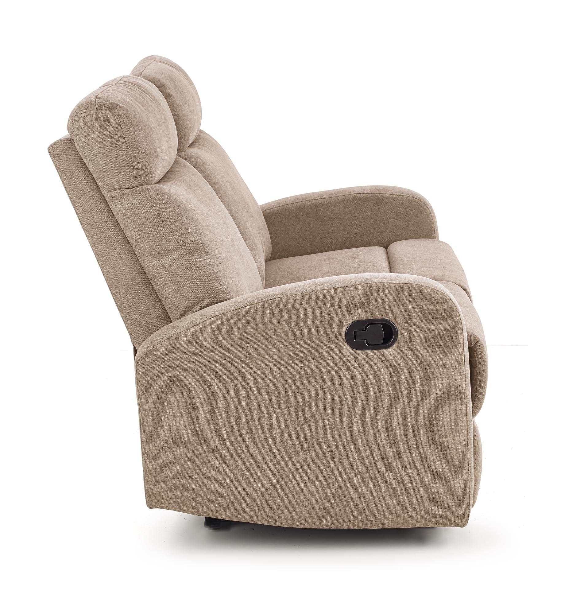 Canapea Recliner tapitata cu stofa, 2 locuri, Osmond 2S Bej, l128xA95xH100 cm (1)