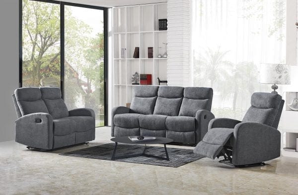 Canapea Recliner tapitata cu stofa, 2 locuri Osmond 2S Gri inchis, l128xA95xH100 cm (2)