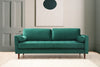 Asir Canapea Rome Velvet Verde Fixa cu Spuma Poliuretanica, 3 Locuri, tapitata cu Stofa Easy Clean, Perne Incluse, l215xA90xH70 cm