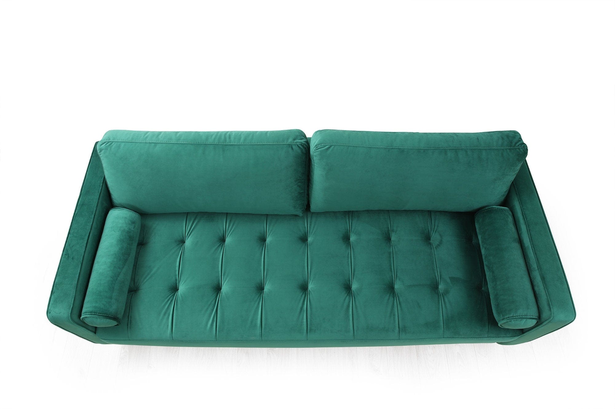 Asir Canapea Rome Velvet Verde Fixa cu Spuma Poliuretanica, 3 Locuri, tapitata cu Stofa Easy Clean, Perne Incluse, l215xA90xH70 cm