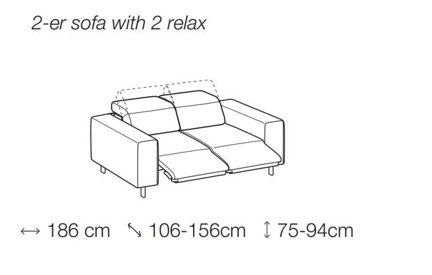 LeComfort Canapea Sebian Fixa cu Arcuri Ondulate si Spuma Poliuretanica, 2 Locuri, Mecanism Electric Relax, Tetiere Reglabile, l186xA106xH75 cm