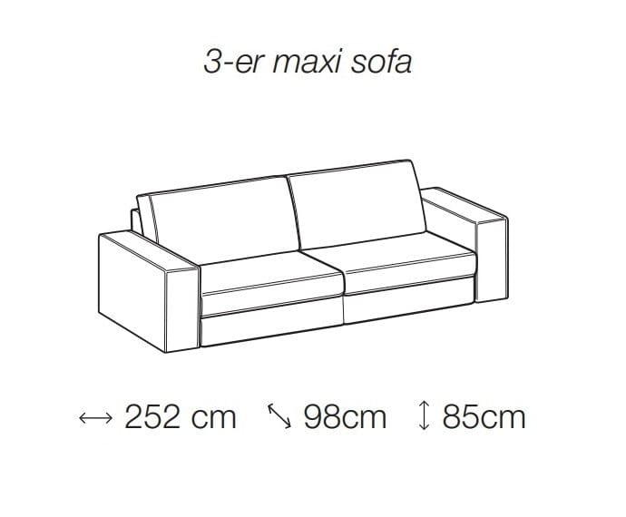 LeComfort Canapea Simbio Maxi Fixa cu Benzi Elastice si Spuma Poliuretanica, 3 Locuri, l252xA98xH85 cm