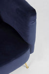 Bizzotto Canapea Tenbury Velvet Bleumarin Fixa cu Spuma Poliuretanica, 2 Locuri, tapitata cu Stofa, Perne Incluse, l144xA77xH79,5 cm
