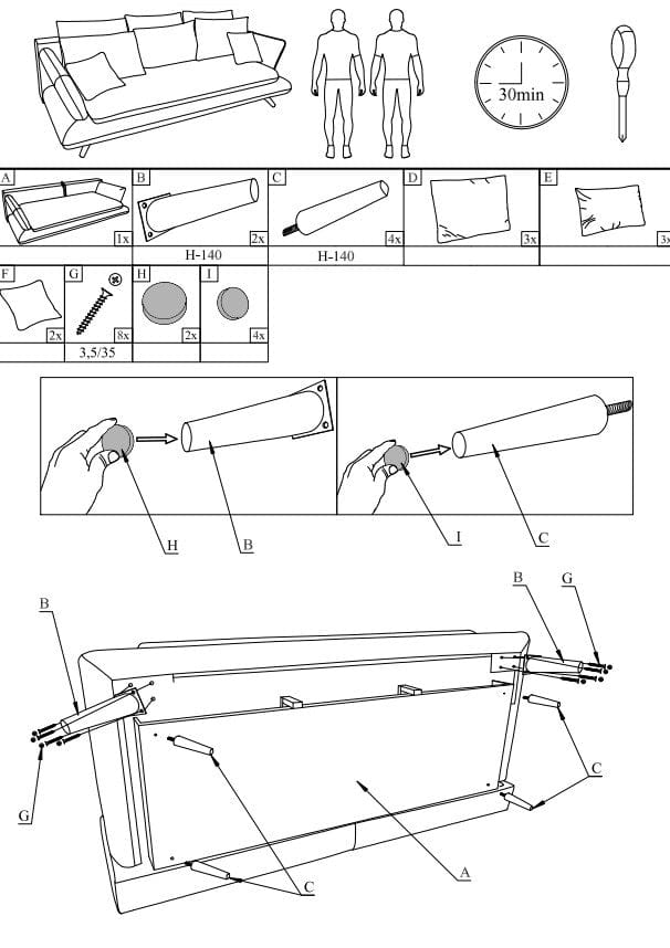 Canapea Extensibila, 3 Locuri, Lada de Depozitare, Perne Incluse, Mate, l242xA110xH75 cm (5)