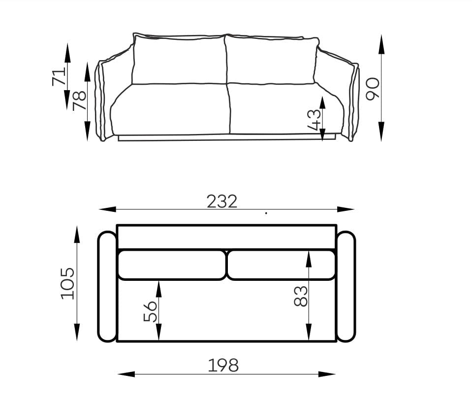 Canapea Extensibila, 3 Locuri, Lada de Depozitare, tapitata cu stofa, Perne Incluse, Amalia Grej, l232xA105xH90 cm (10)