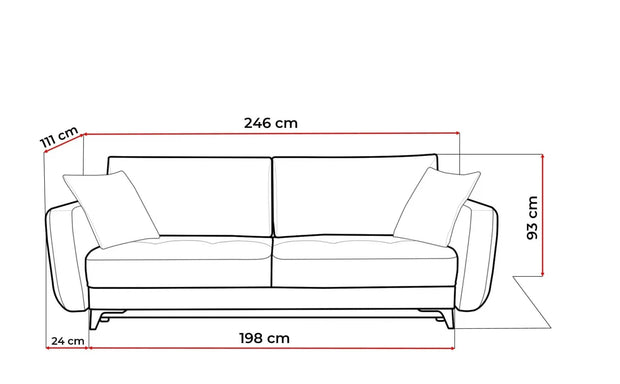 Canapea Extensibila, 3 Locuri, Lada de Depozitare, tapitata cu Stofa, Perne Incluse, Kary Maro, l246xA111xH93 cm (4)