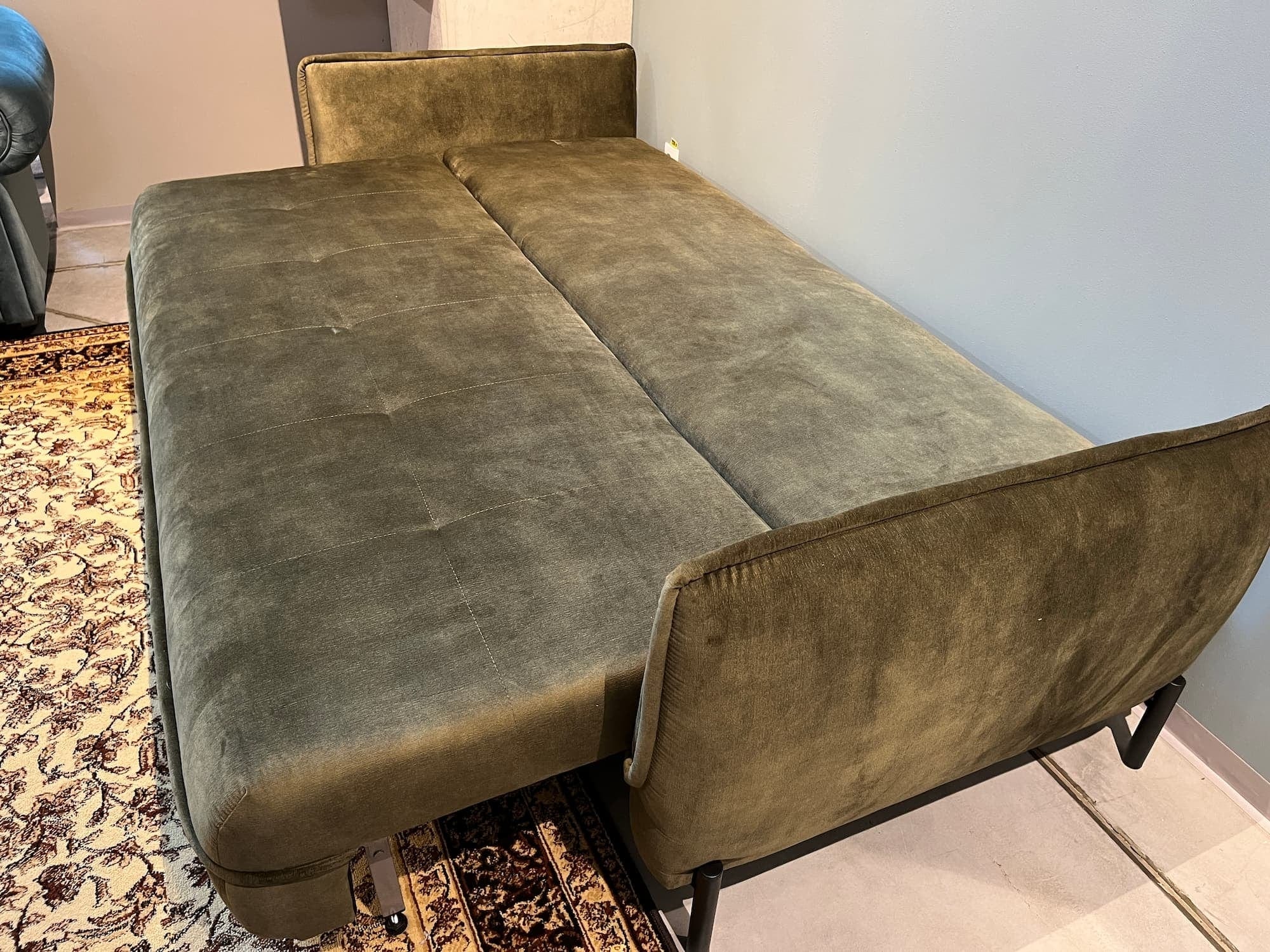 Canapea Extensibila, 3 Locuri, Lada de Depozitare, tapitata cu stofa, Perne Incluse, Osaka Verde Olive, l233xA103xH90 cm (2)