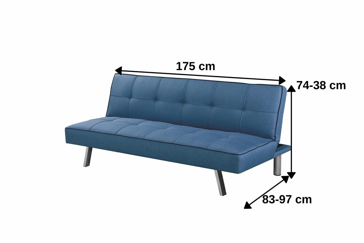 Canapea extensibila tapitata cu stofa, 2 locuri Carsten Gri inchis, l175xA83xH74 cm (2)