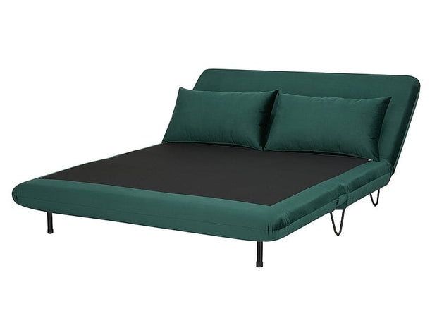 Canapea extensibila tapitata cu stofa, 2 locuri Zetna Velvet Verde Inchis / Negru, l141xA90xH81 cm (2)