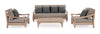 Canapea fixa pentru gradina / terasa, din lemn de tec, cu perne detasabile tapitate cu stofa, 3 locuri, Bali Grej / Natural, l190xA112xH81 cm (7)