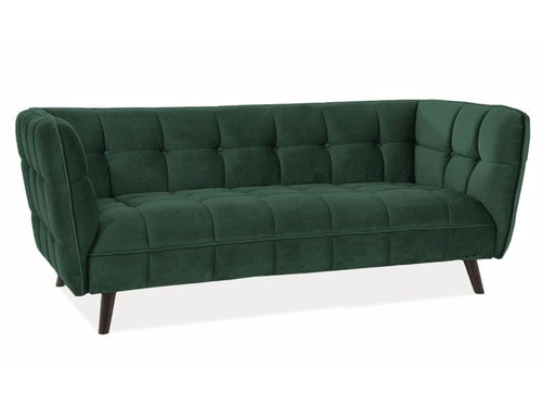 Canapea fixa tapitata cu stofa, 3 locuri Castielli 3 Velvet Verde Inchis / Wenge, l200xA85xH78 cm