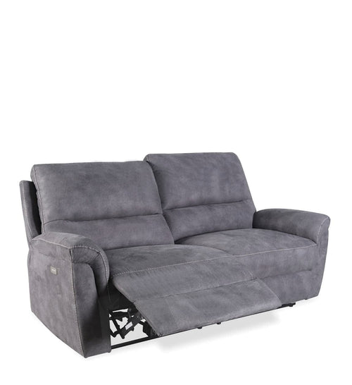 Canapea Recliner cu mecanism electric, tapitata cu stofa, 3 locuri Basil Gri, l208xA93xH100 cm