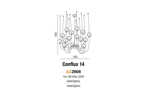 Azzarddo Candelabru Conflux 14 Crom / Negru, AZ2908