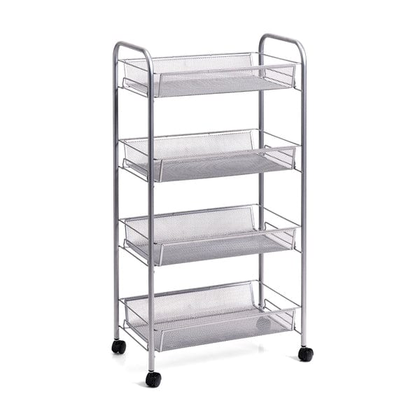 Carucior pentru baie cu 4 rafturi, din metal, Trolley II Gri, l42,5xA26xH83,5 cm