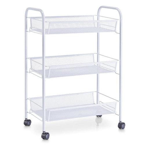 Carucior pentru bucatarie cu 3 spatii de depozitare, din metal, Trolley Alb, l43,5xA26xH62,5 cm