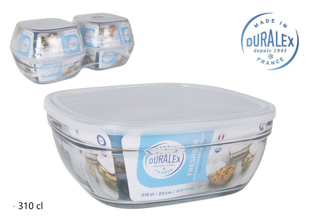 Caserola din sticla, cu capac, Freshbox Transparent, 3000 ml, L23xl23xH9 cm