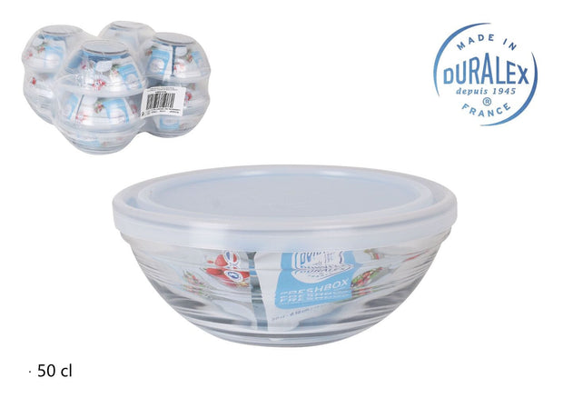 Caserola din sticla, cu capac, Freshbox Transparent, 500 ml, Ø14xH5.5 cm