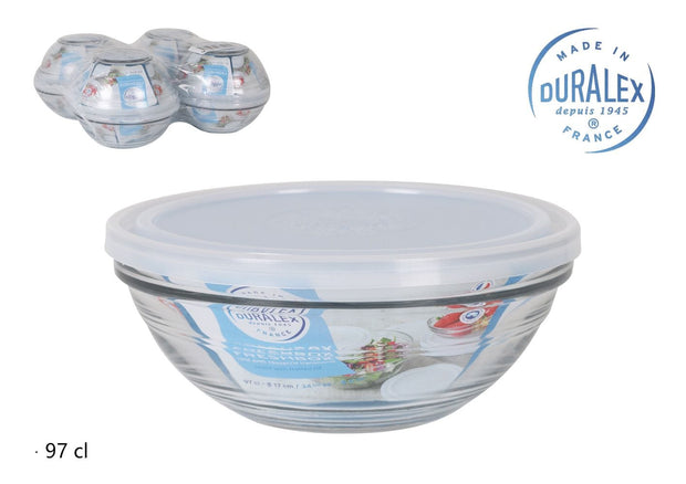 Caserola din sticla, cu capac, Freshbox Transparent, 970 ml, Ø17xH7 cm