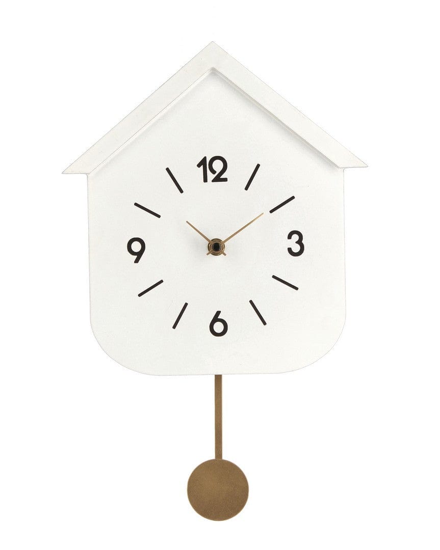 Bizzotto Ceas de perete cu pendul Home Alb, L37,5xl24 cm